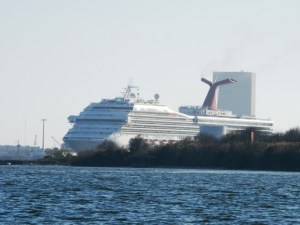 Cruise ship sneaking around the corner